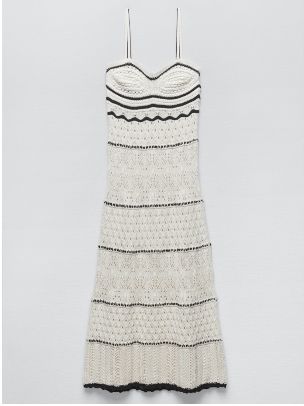Zara Cream Crochet Knit Maxi Dress - Picture 4 of 9
